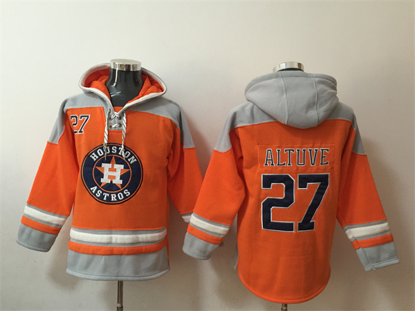 Men's Orange Houston Astros #27 Jose Altuve  Ageless Must-Have Lace-Up Pullover Hoodie